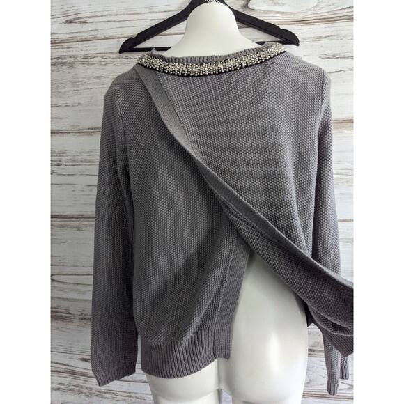 RD Style Beaded Neckline Open Back Sweater sz M - Picture 3 of 9